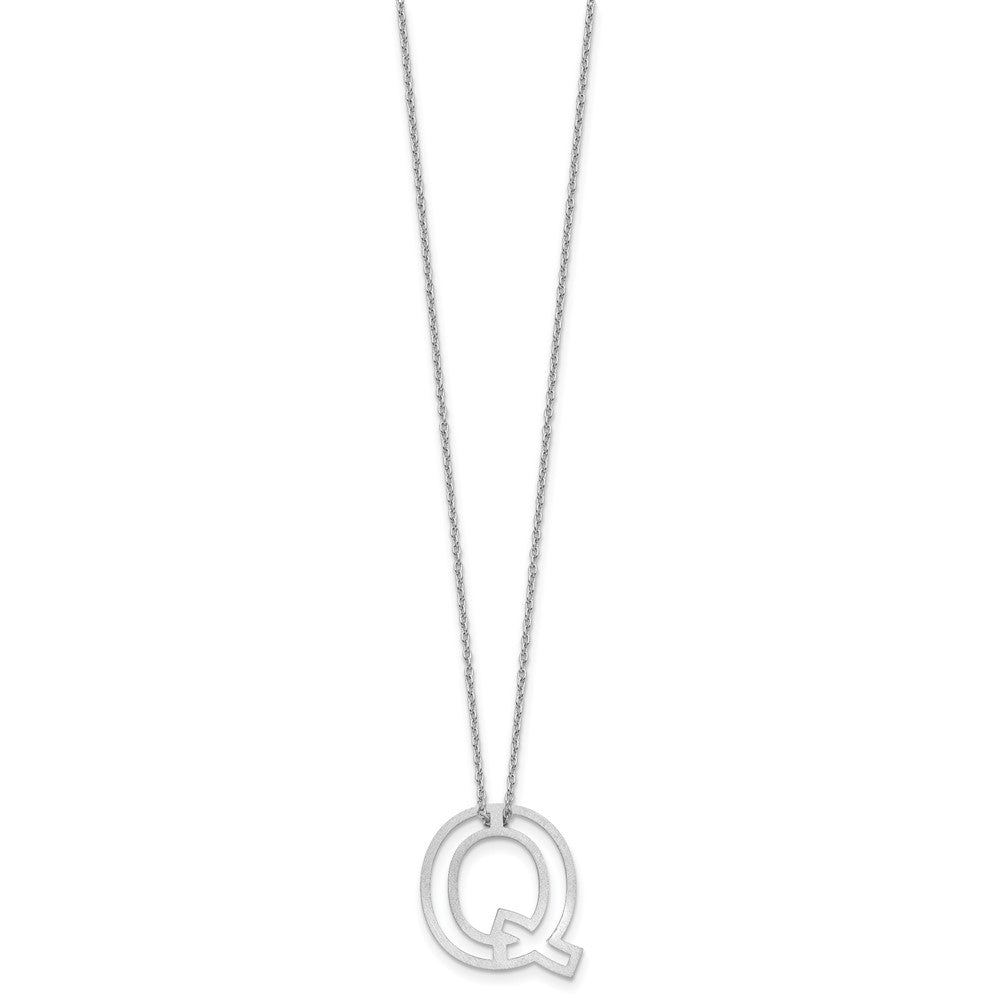 Sterling Silver Cut Out Slide Initial Q Necklace