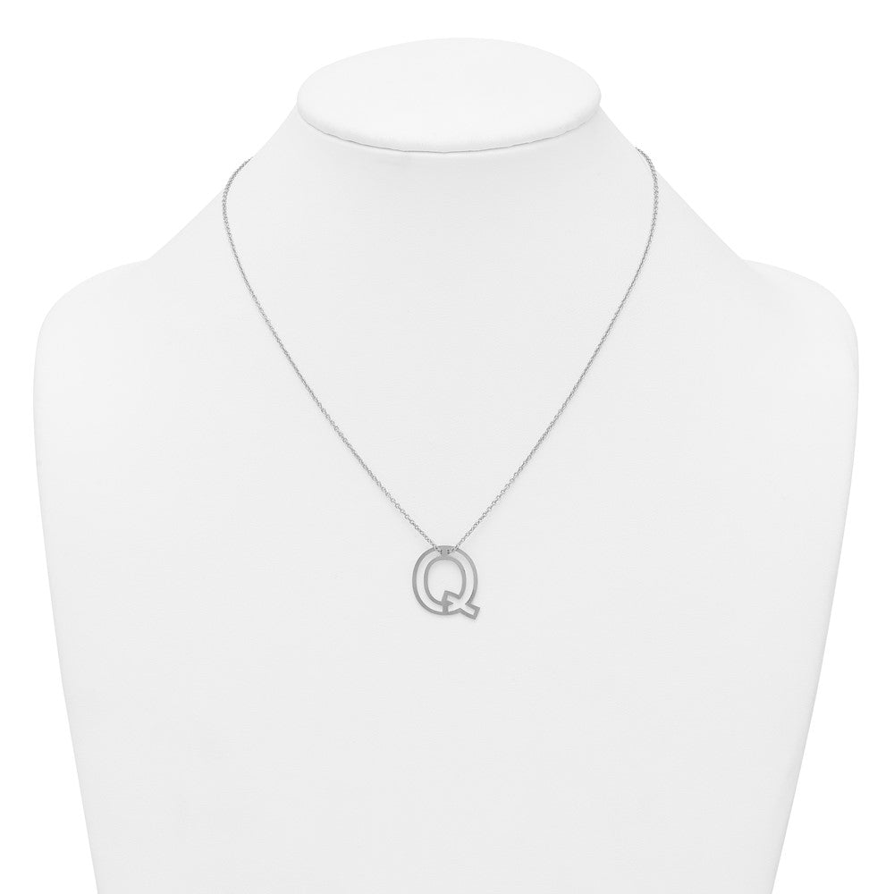 Sterling Silver Cut Out Slide Initial Q Necklace
