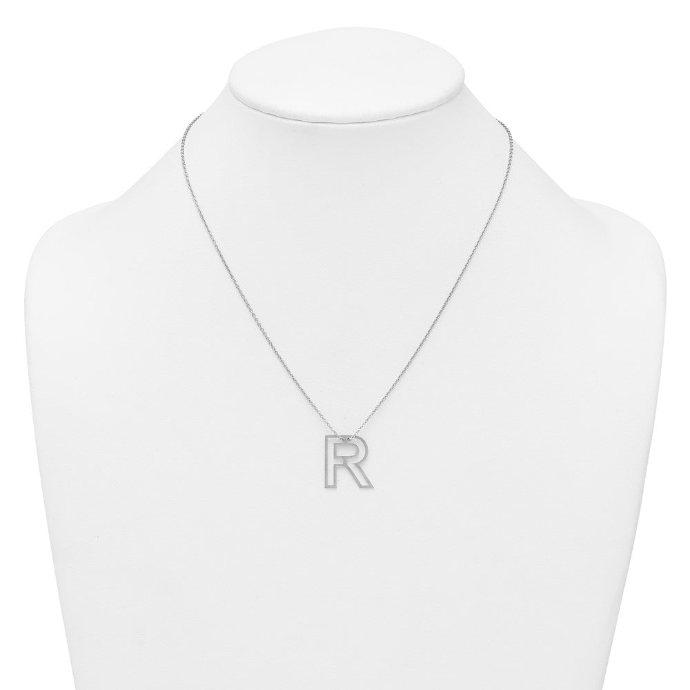 Sterling Silver Cut Out Slide Initial R Necklace