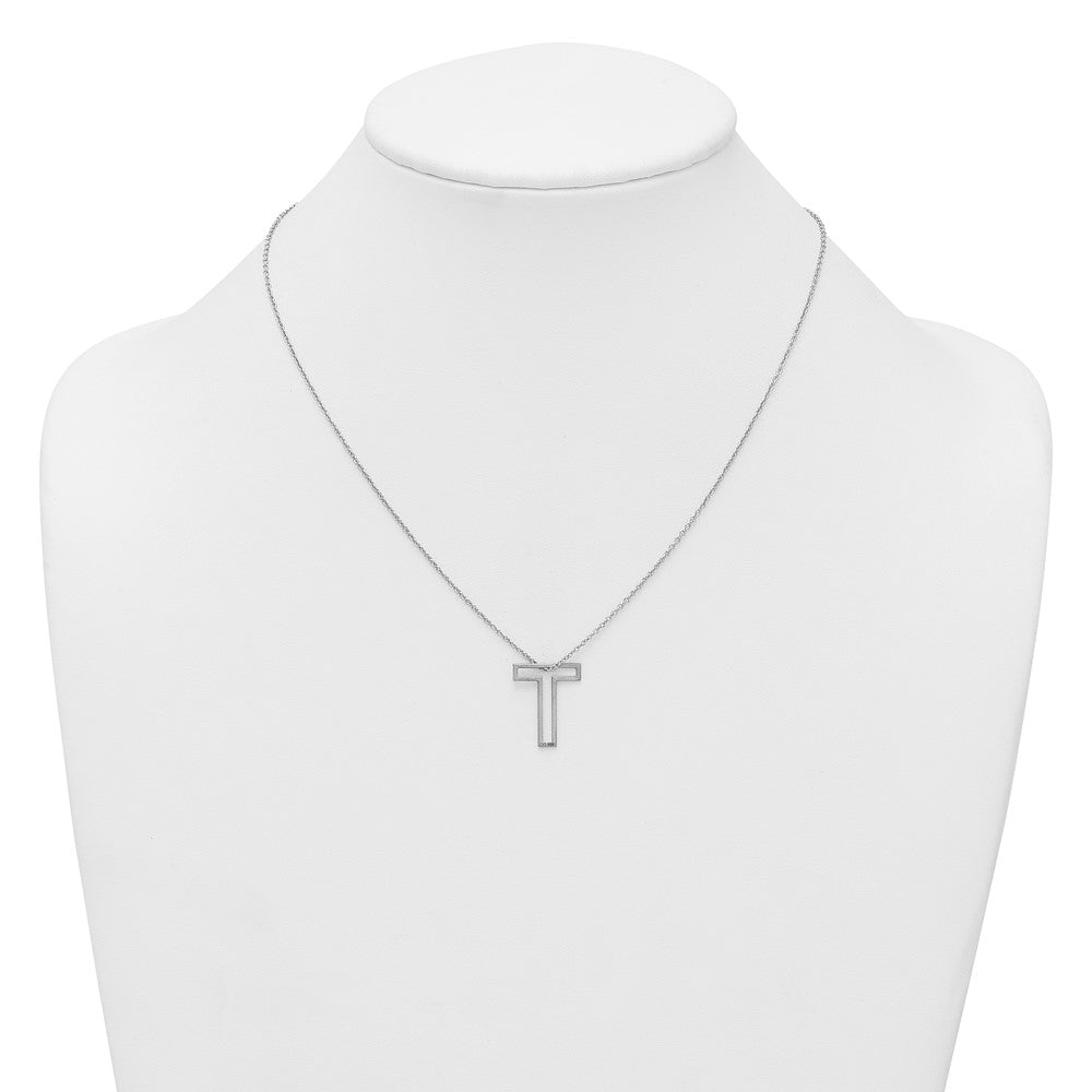 Sterling Silver Cut Out Slide Initial T Necklace