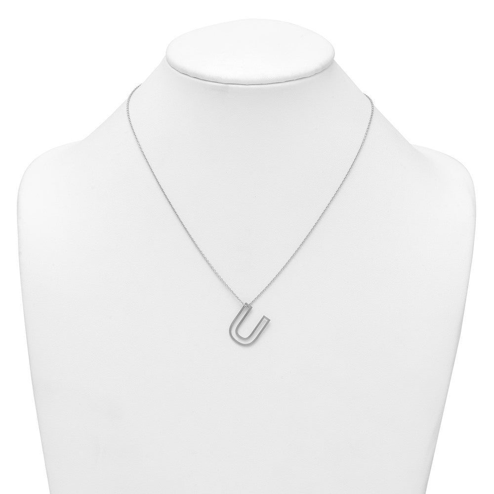 Sterling Silver Cut Out Slide Initial U Necklace