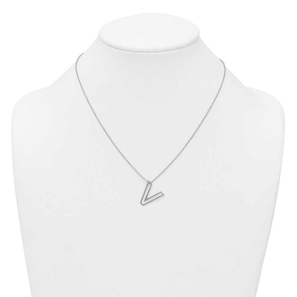 Sterling Silver Cut Out Slide Initial V Necklace