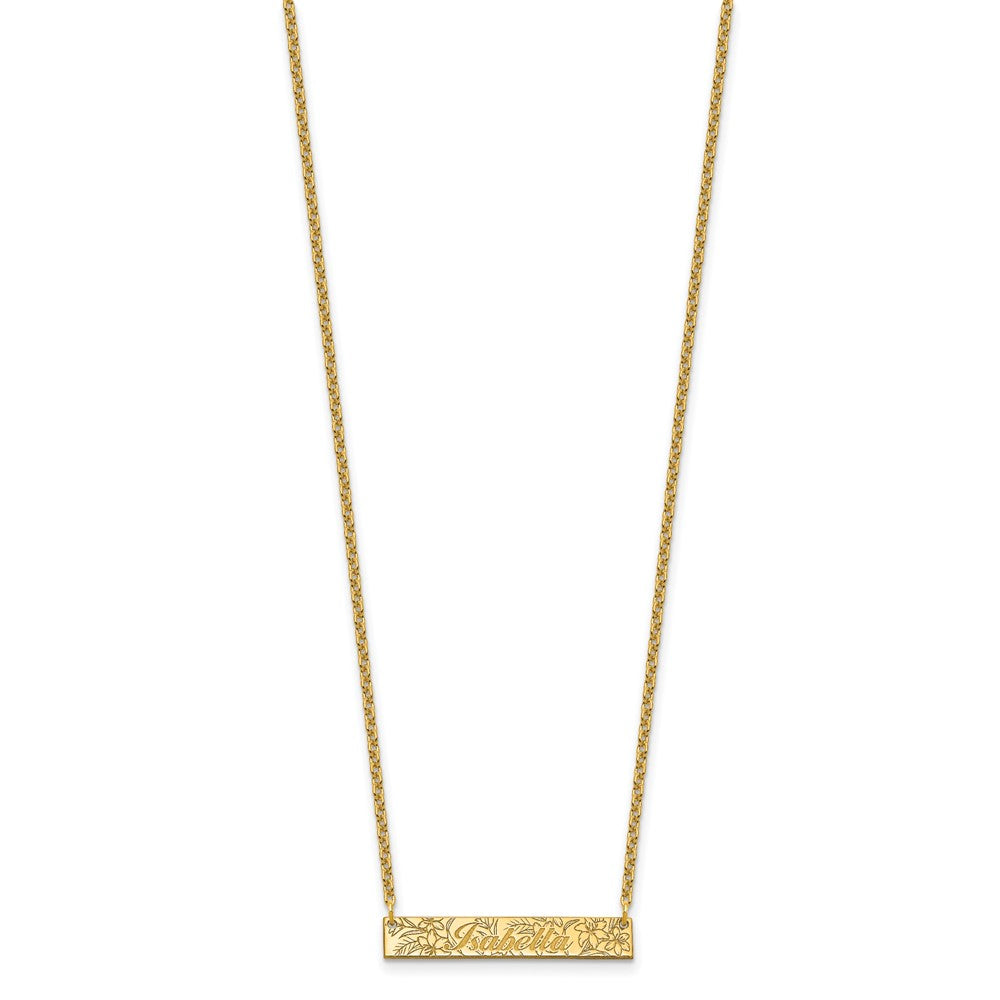 Sterling Silver/Gold-Plated Name and Birth Flower Bar Necklace