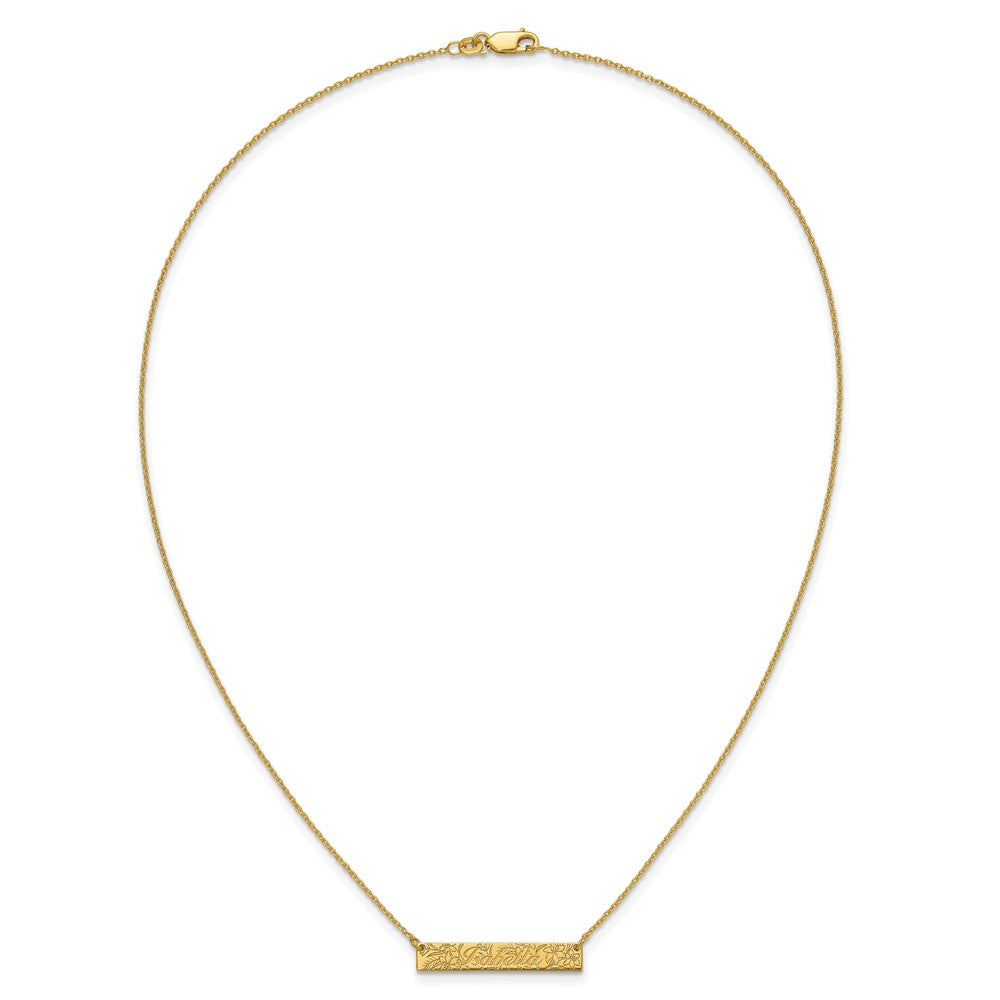Sterling Silver/Gold-Plated Name and Birth Flower Bar Necklace