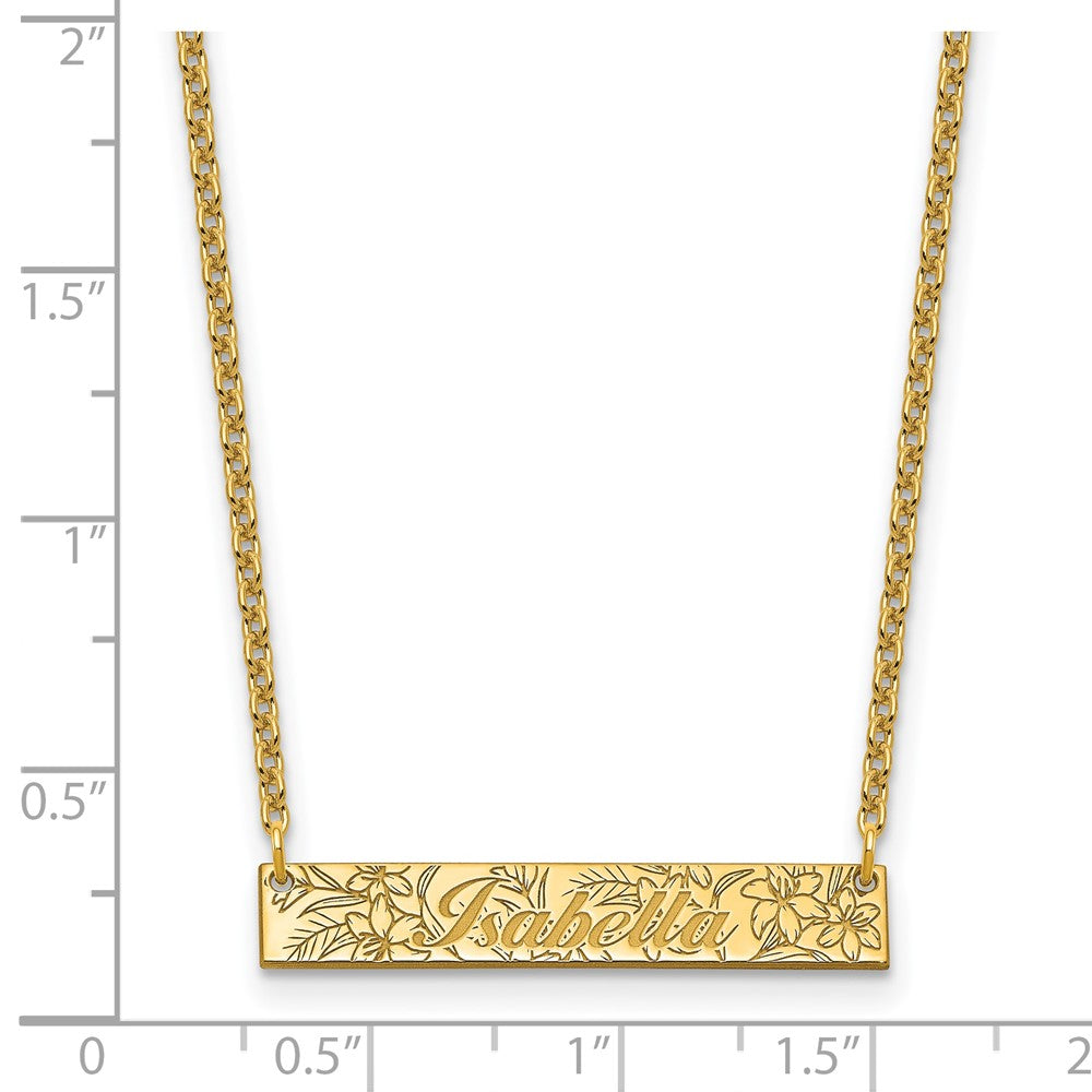 Sterling Silver/Gold-Plated Name and Birth Flower Bar Necklace