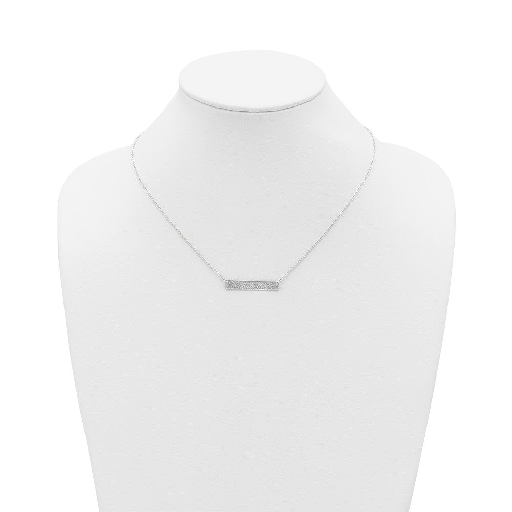 SS/Rhodium-plated Name and Birth Flower Bar Necklace