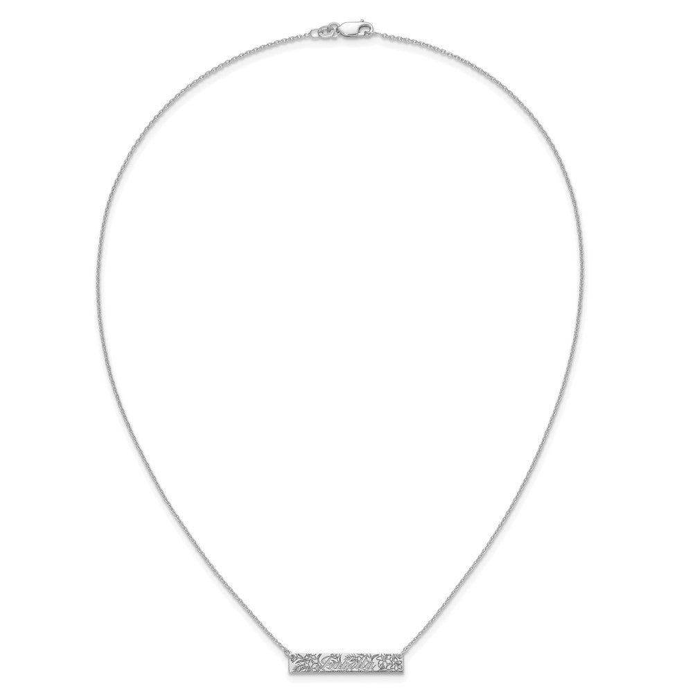 SS/Rhodium-plated Name and Birth Flower Bar Necklace