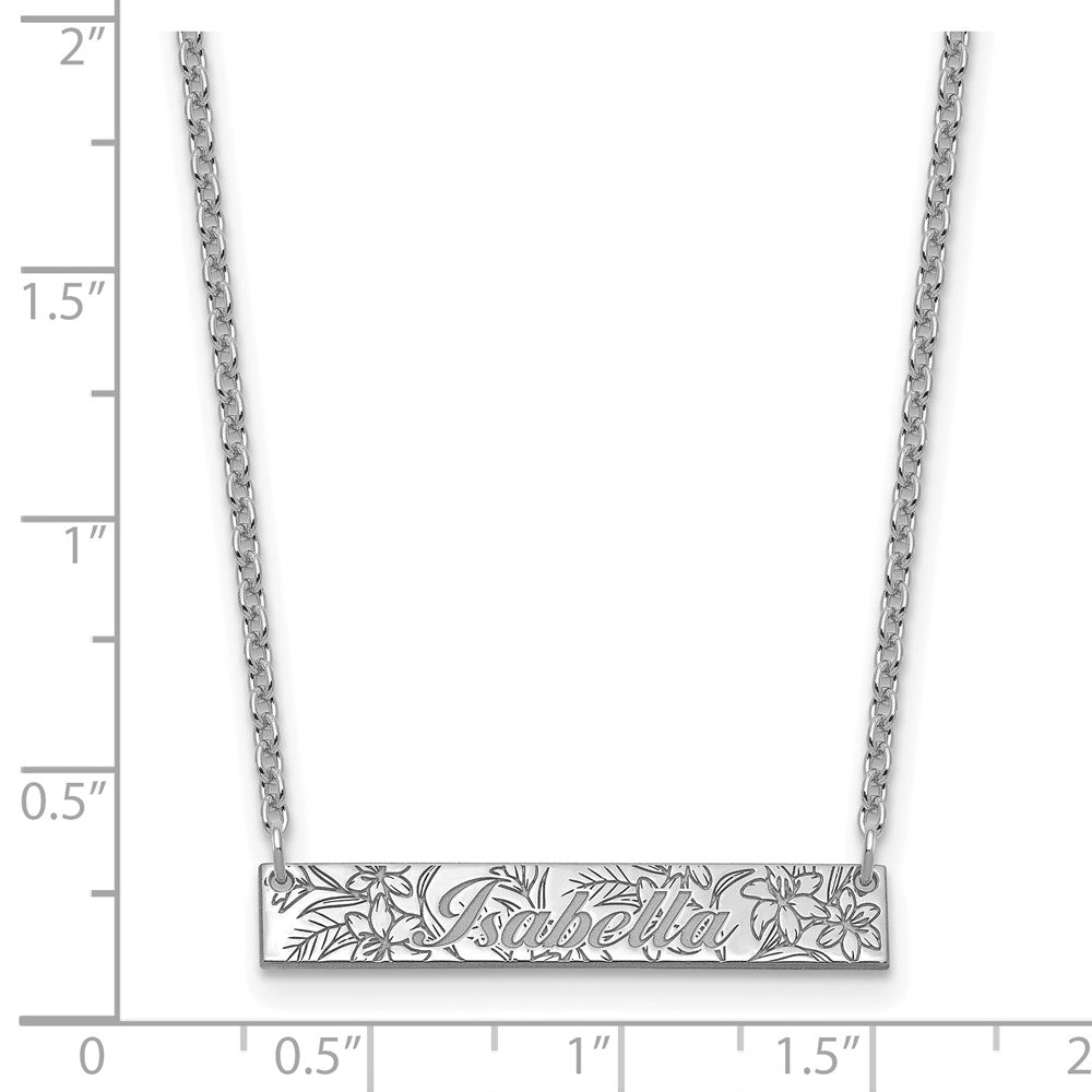 SS/Rhodium-plated Name and Birth Flower Bar Necklace