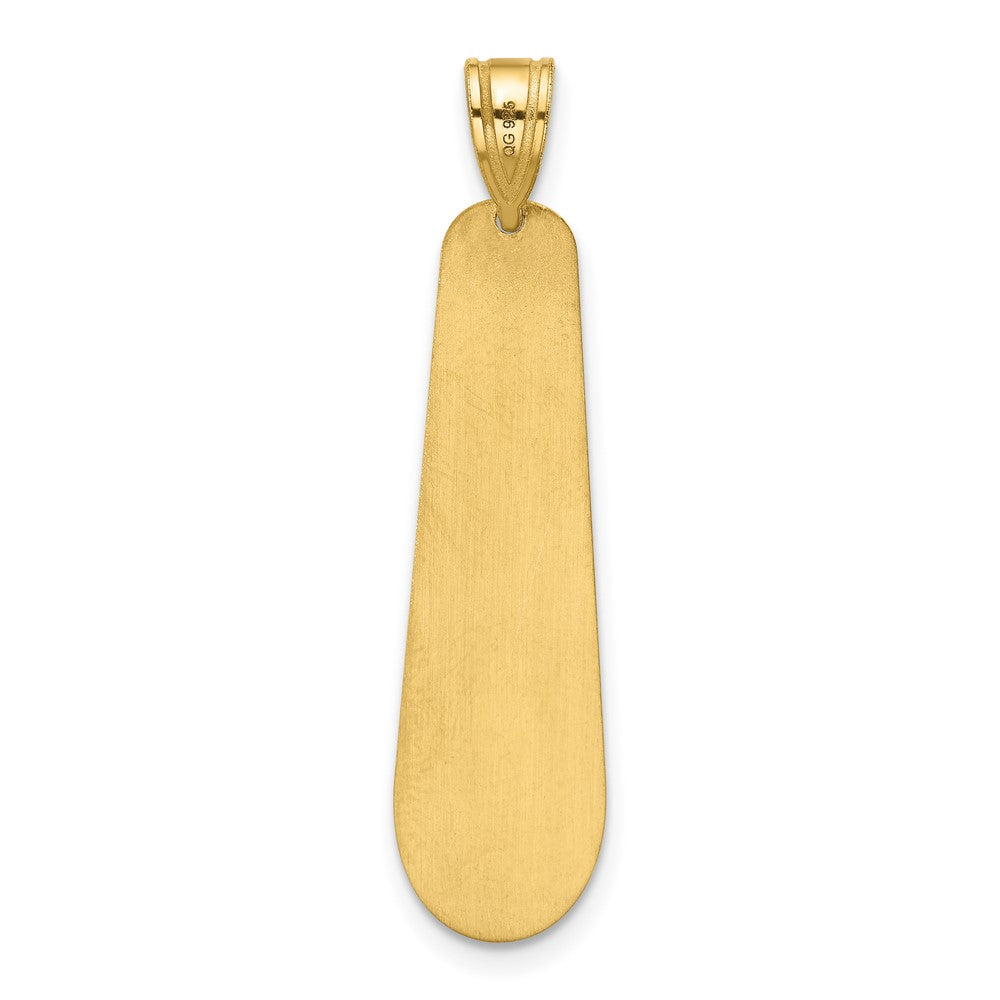 14k Yellow Gold Brushed Name and Birth Flower Pendant
