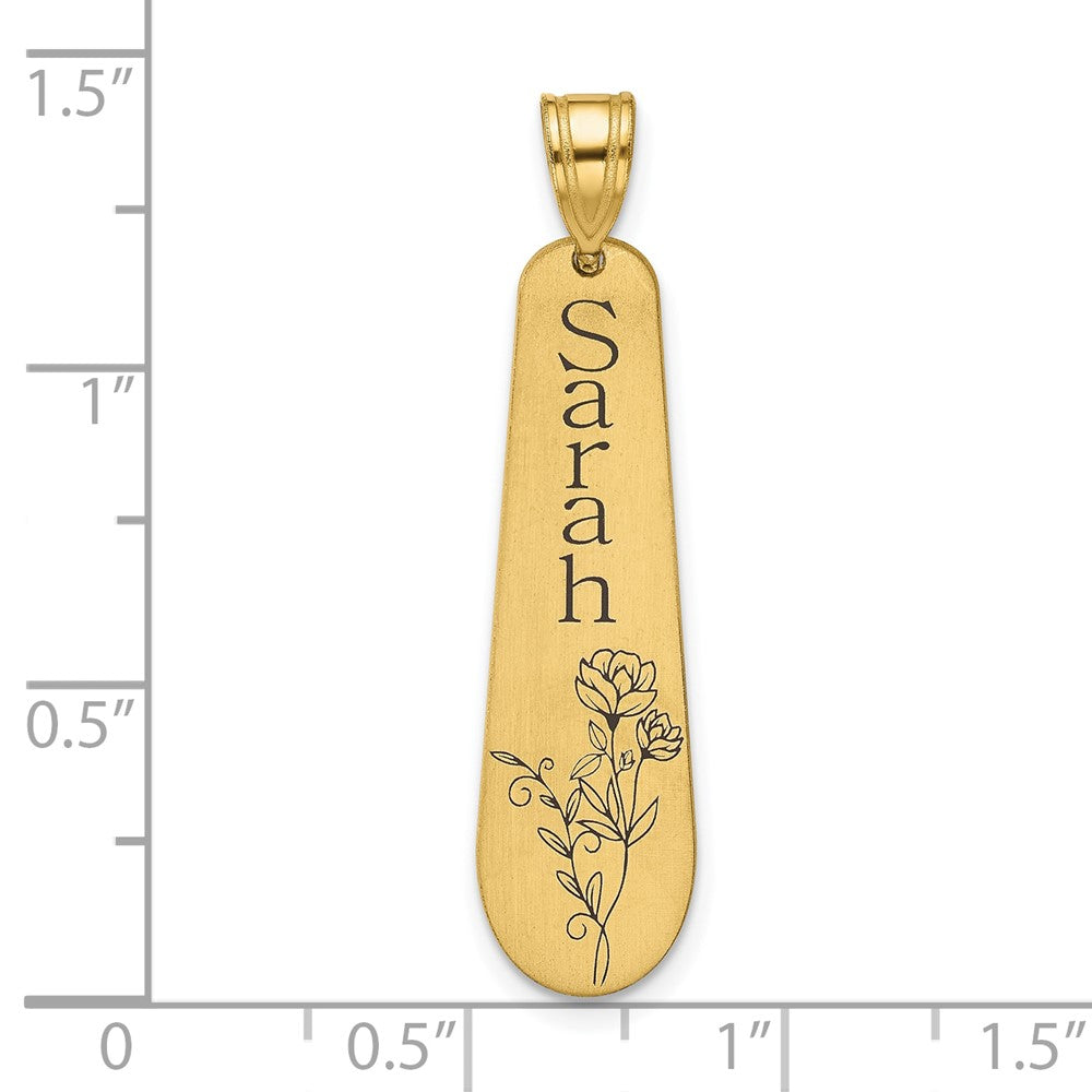SS/Gold-Plated Brushed Name and Birth Flower Pendant