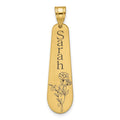 SS/Gold-Plated Brushed Name and Birth Flower Pendant