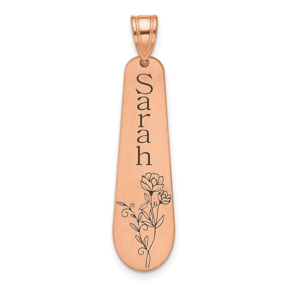 SS/Rose-plated Brushed Name and Birth Flower Pendant