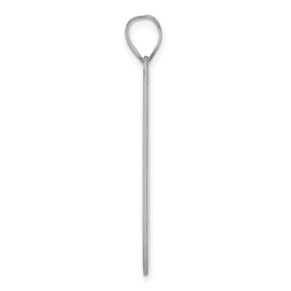 14k White Gold Brushed Name and Birth Flower Pendant