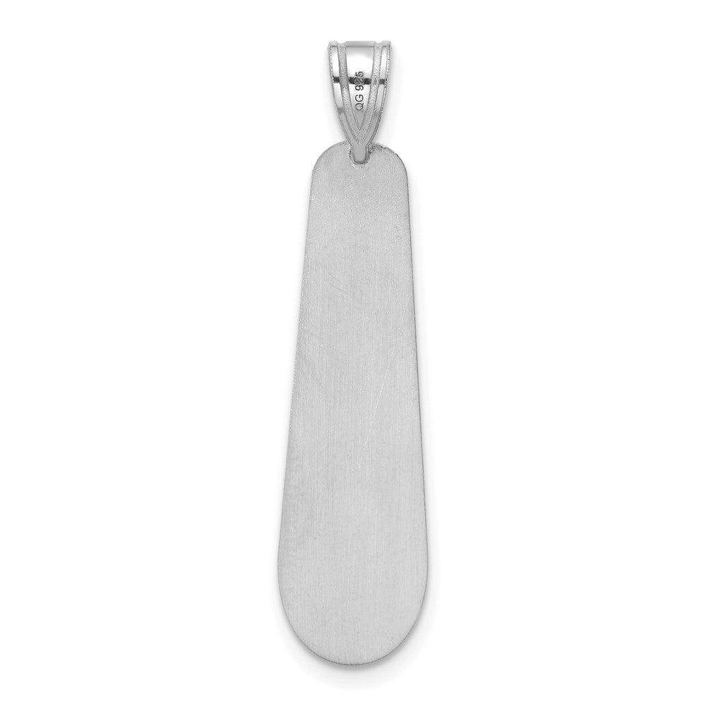 14k White Gold Brushed Name and Birth Flower Pendant