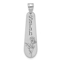 SS/Rhodium-plated Brushed Name and Birth Flower Pendant