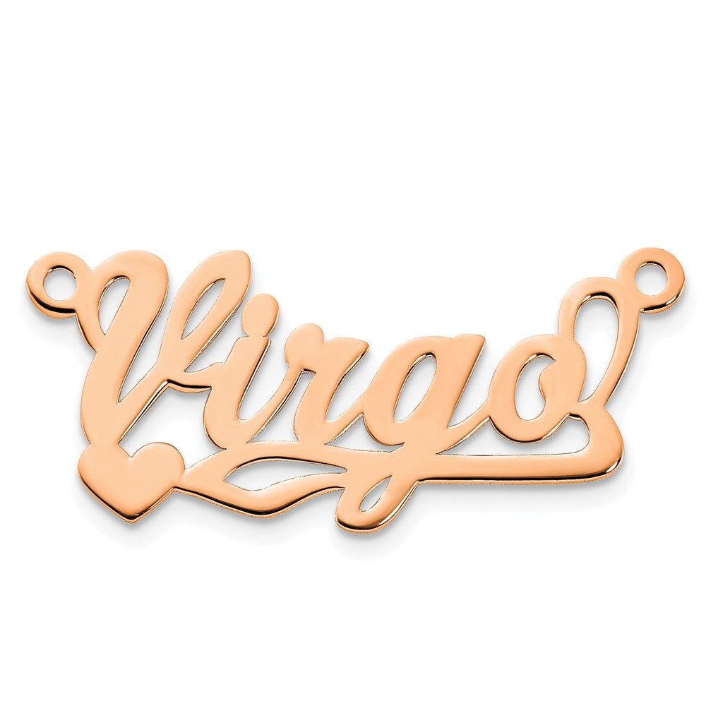 Sterling Silver/Rose-plated Polished Heart Name Plate
