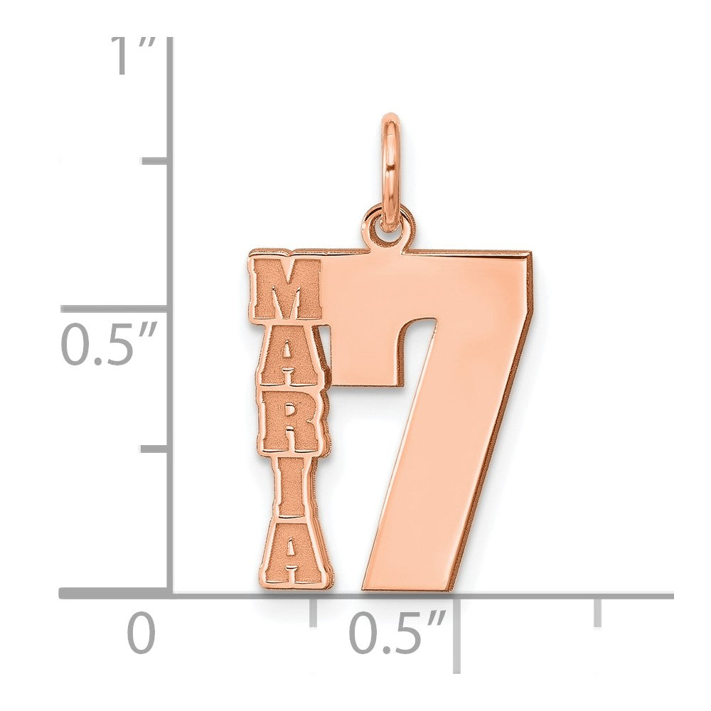 14k Rose Gold Name and Number Charm