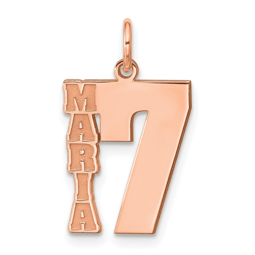 14k Rose Gold Name and Number Charm