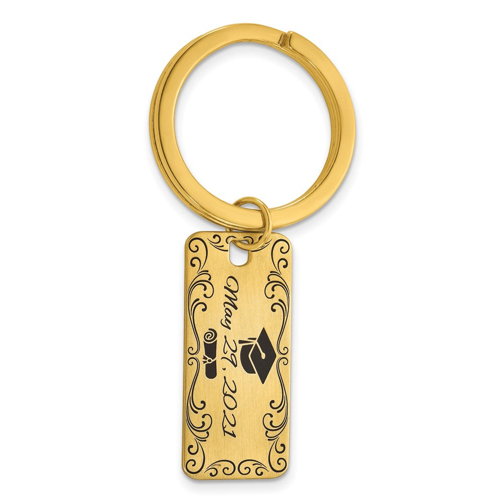 Sterling Silver/Gold-plated Two Sided Personalized Key Chain