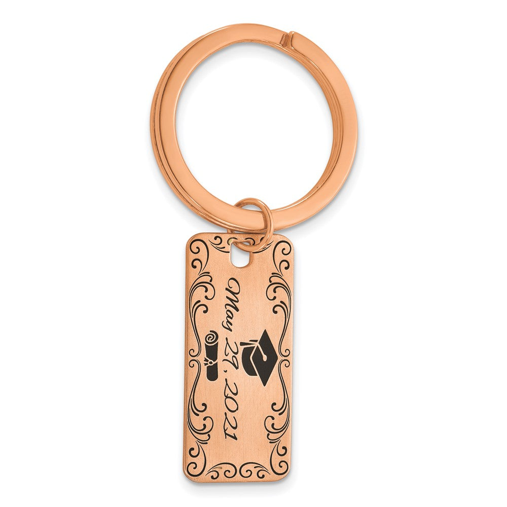 Sterling Silver/Rose-plated Two Sided Personalized Key Chain