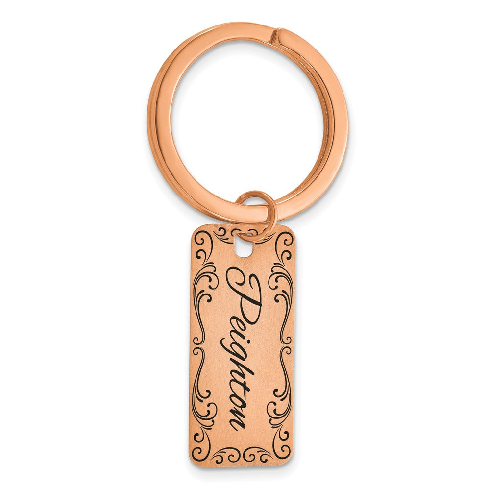 Sterling Silver/Rose-plated Two Sided Personalized Key Chain