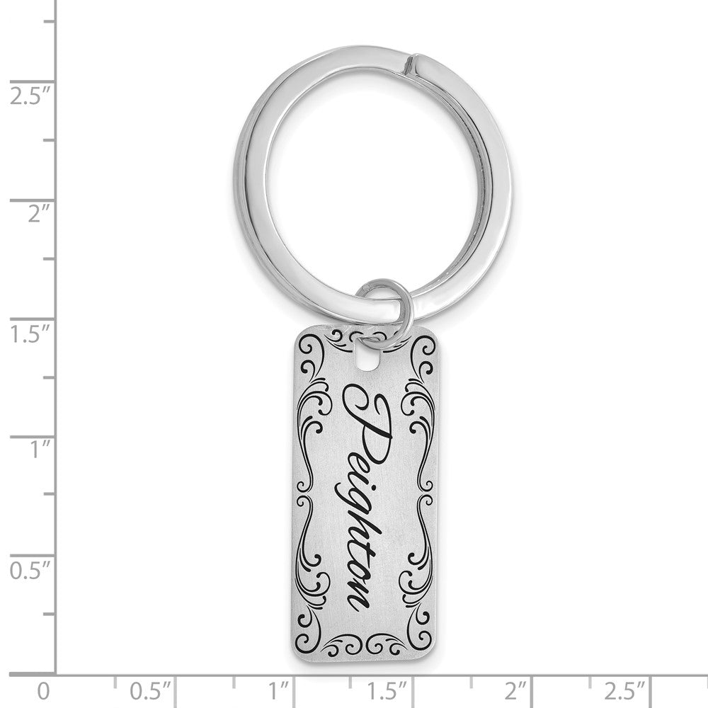 Sterling Silver/Rhodium-plated Two Sided Personalized Key Chain