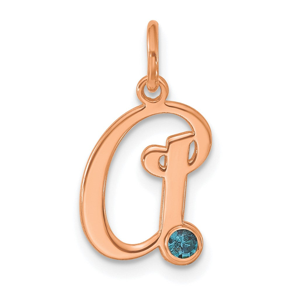 14k Rose gold Initial with Birthstone Charm