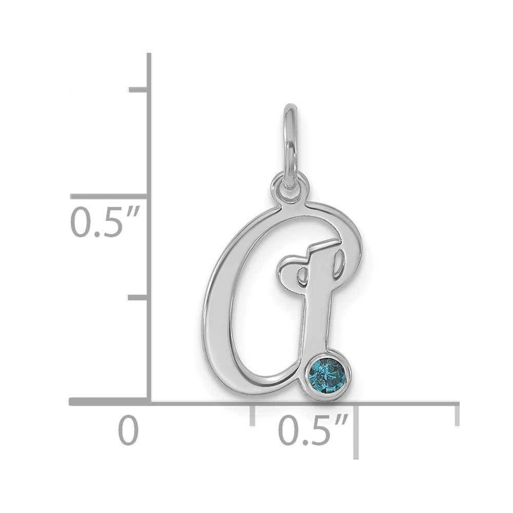 14k White Gold Initial with Birthstone Charm
