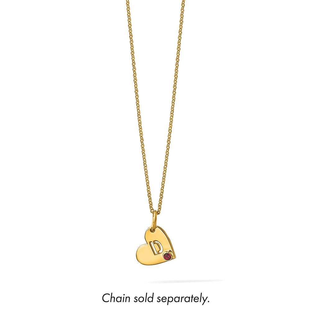 SS/Gold-plated Cut-out Initial Heart with Birthstone Charm
