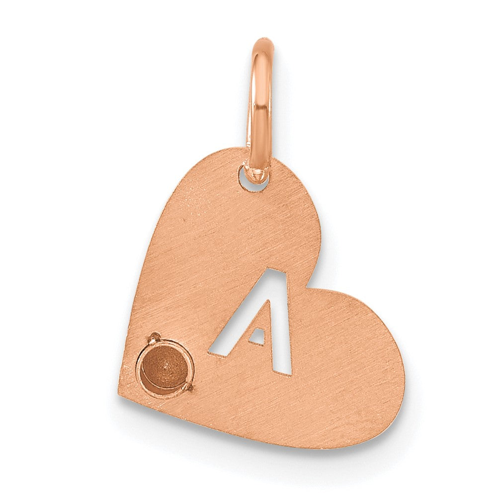 SS/Rose-plated Cut-out Initial Heart with Birthstone Charm
