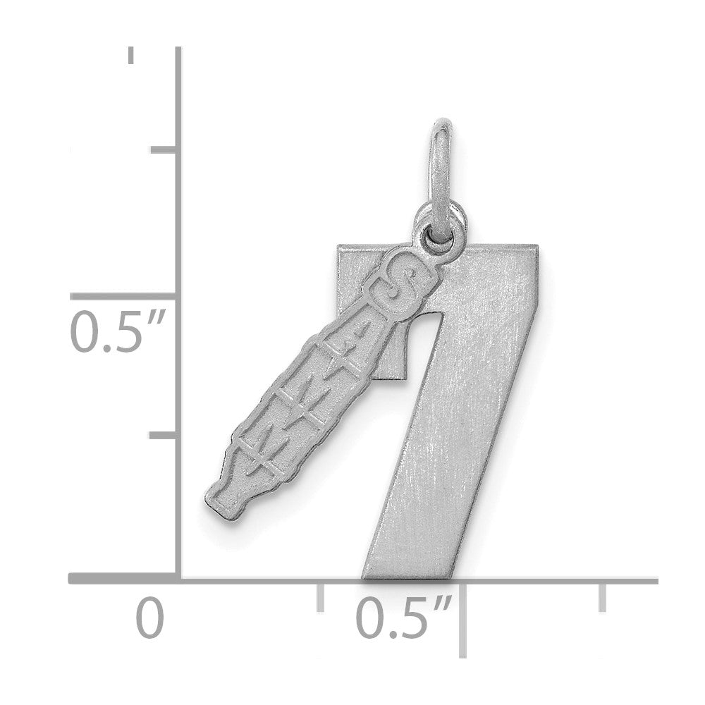 SS/Rhodium-plated 2 Piece Satin Name with Number Charm