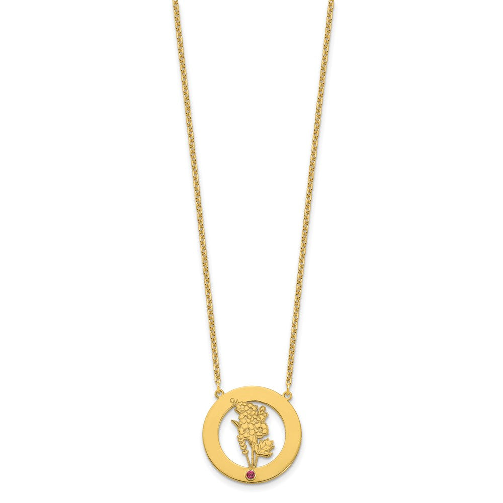 SS/Gold-Plated Circle w/1 Birth Flower and Birthstone Necklace