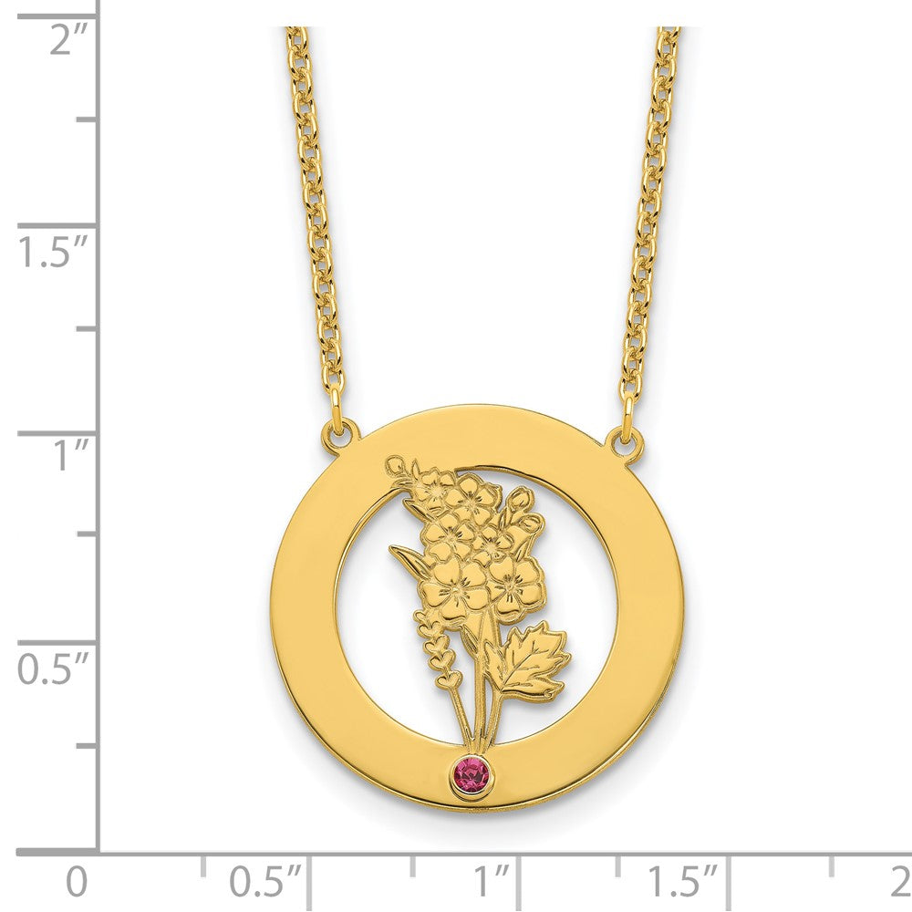 SS/Gold-Plated Circle w/1 Birth Flower and Birthstone Necklace
