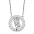 SS/Rhod-plated Circle w/1 Birth Flower and Birthstone Necklace