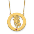 14k Yellow Gold Circle w/1 Birth Flower and Birthstone Necklace