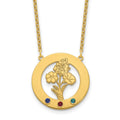 SS/Gold-Plated Circle w/3 Birth Flower and Birthstone Necklace