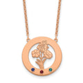 SS/Rose-plated Circle w/3 Birth Flower and Birthstone Necklace