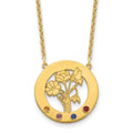 SS/Gold-Plated Circle w/4 Birth Flower and Birthstone Necklace