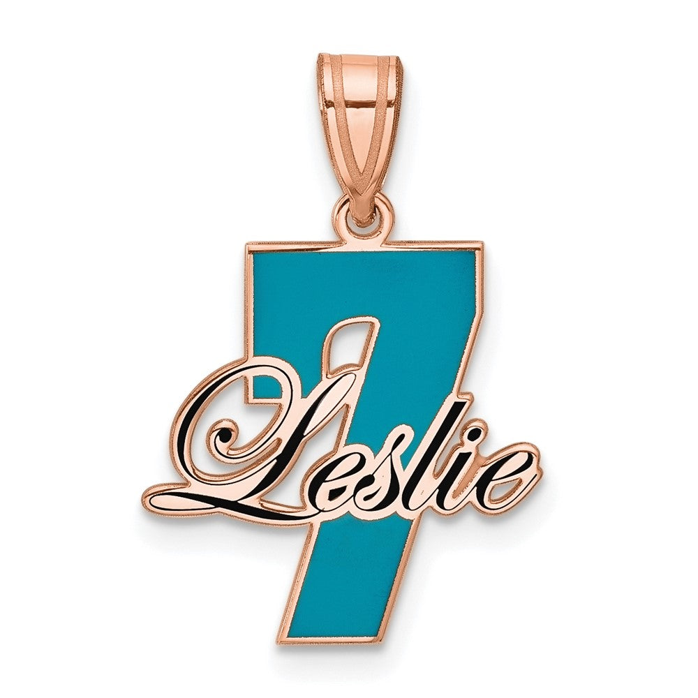 14k Rose Gold with Epoxy Name and Number Pendant
