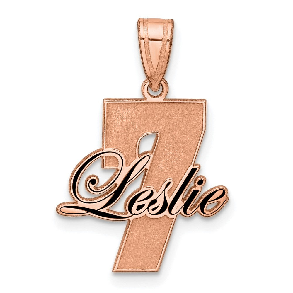 14k Rose Gold with Epoxy Name and Number Pendant