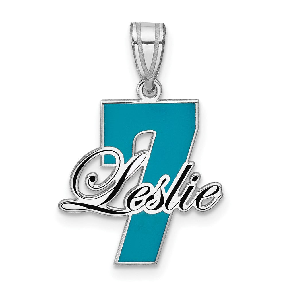 10k White Gold with Epoxy Name and Number Pendant