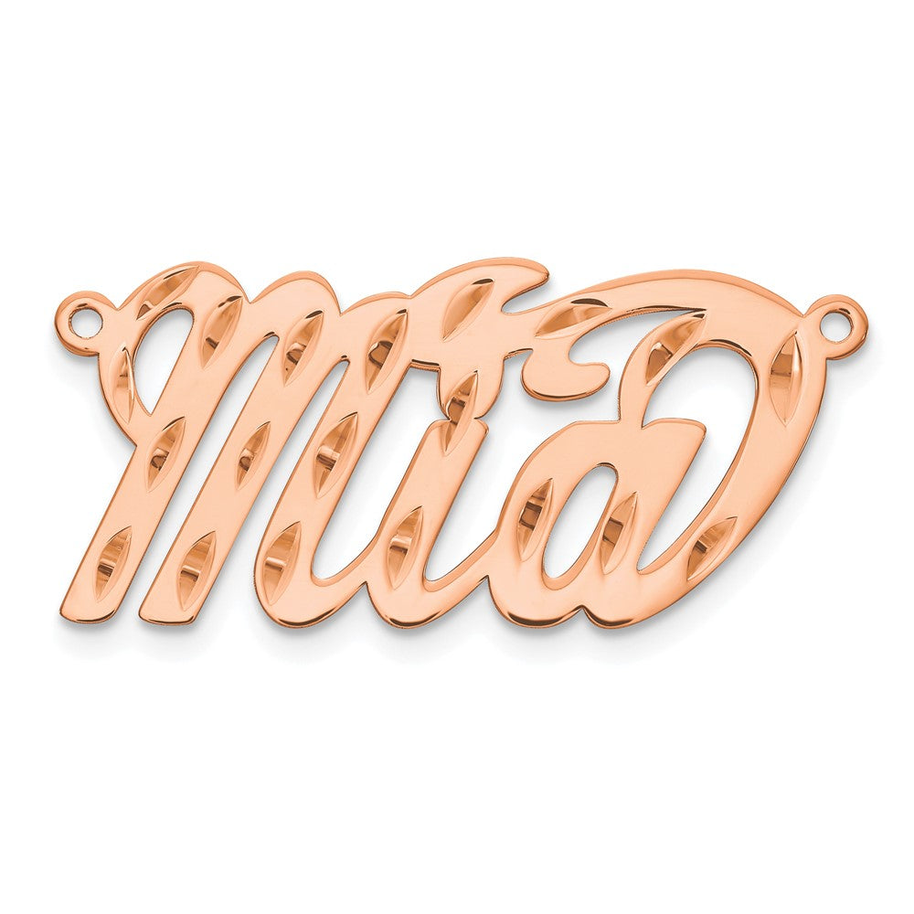Sterling Silver/Rose-plated Diamond-cut Name Plate