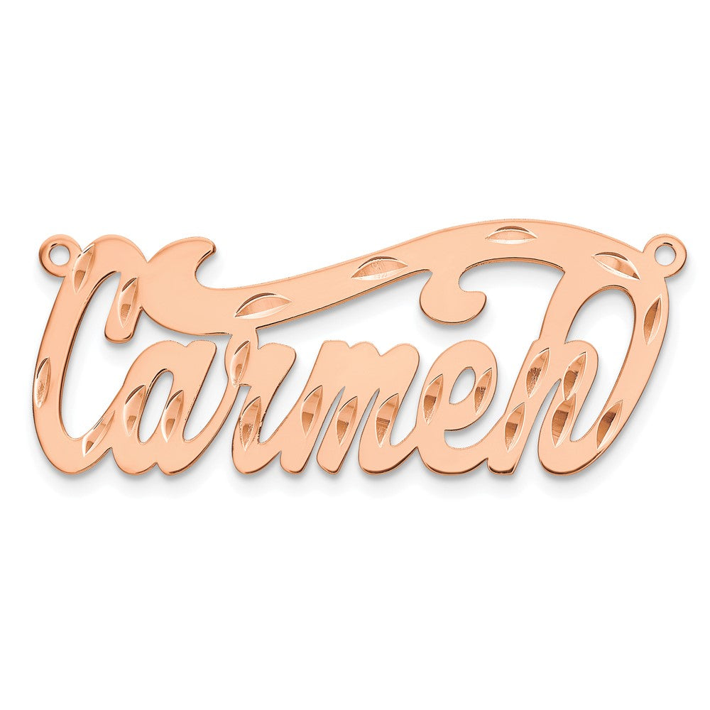 Sterling Silver/Rose-plated Diamond-cut Name Plate