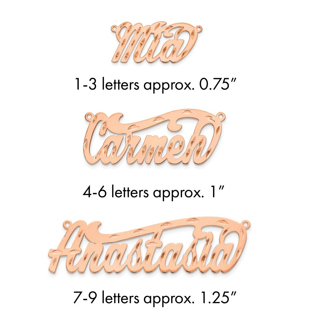 Sterling Silver/Rose-plated Diamond-cut Name Plate