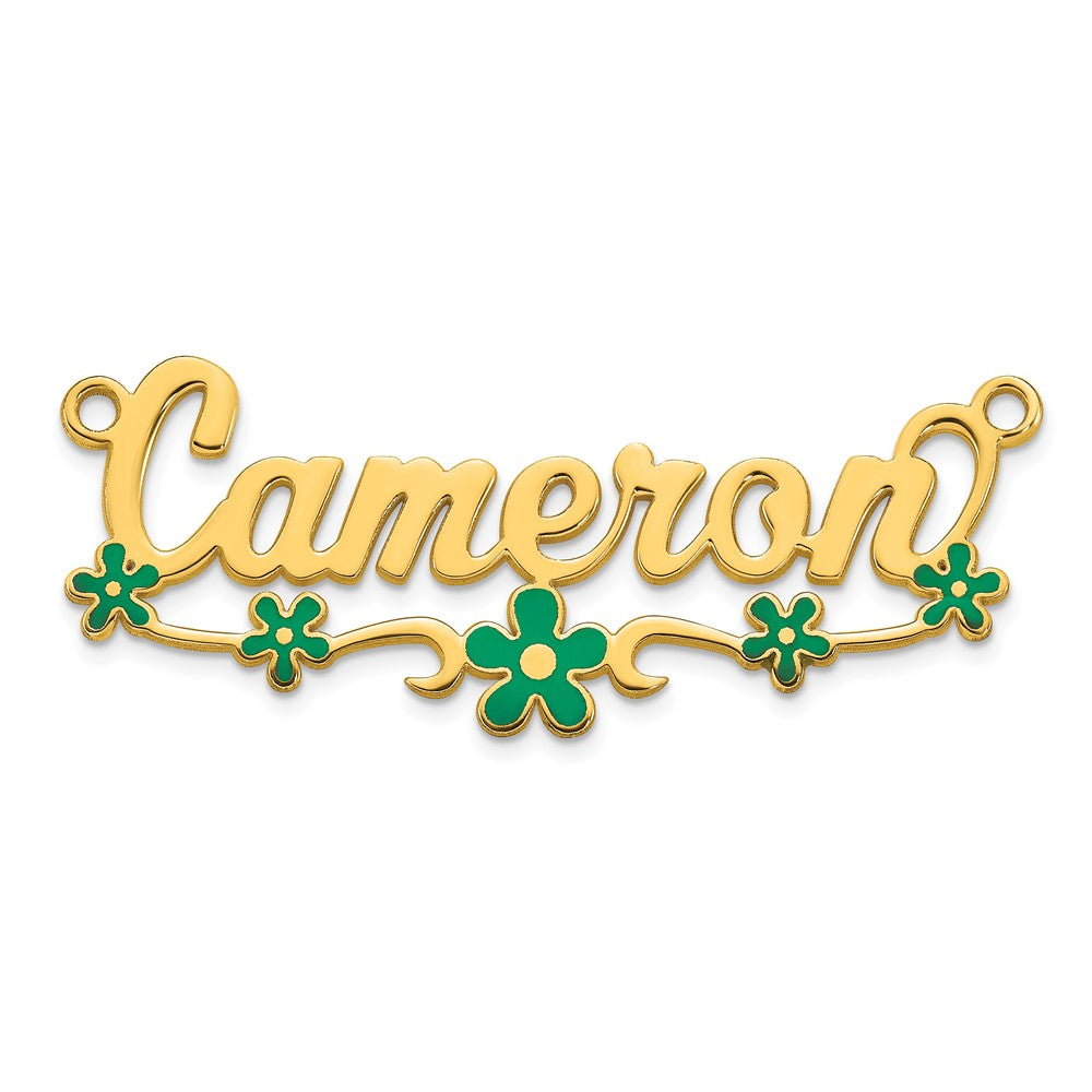 Sterling Silver/Gold-plated Epoxy Flower Name Plate