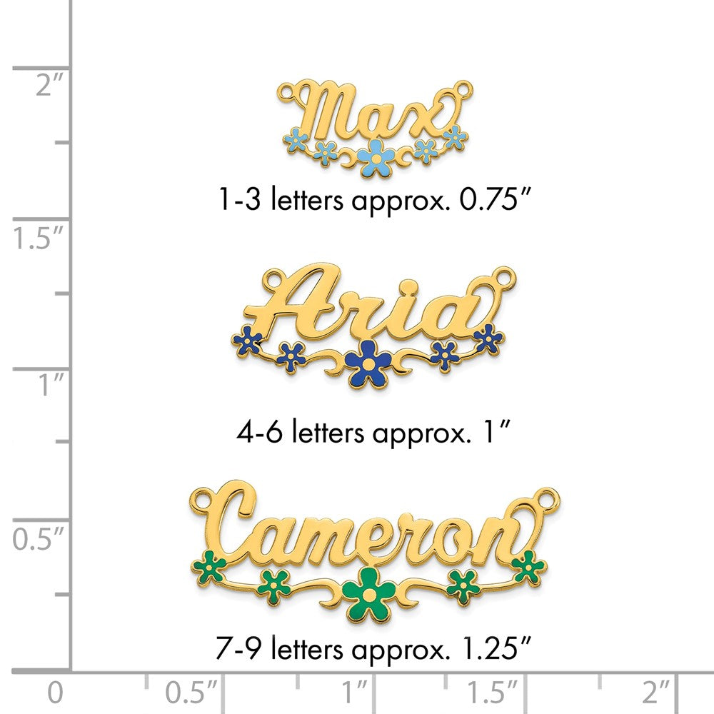 14k Yellow Gold Epoxy Flower Name Plate