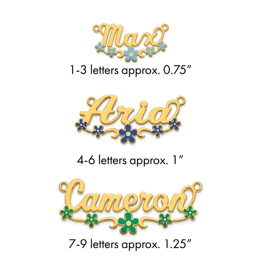 Sterling Silver/Gold-plated Epoxy Flower Name Plate