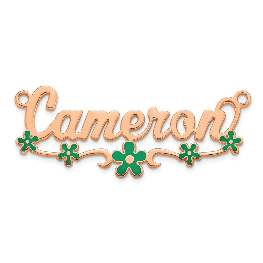 Sterling Silver/Rose-plated Epoxy Flower Name Plate