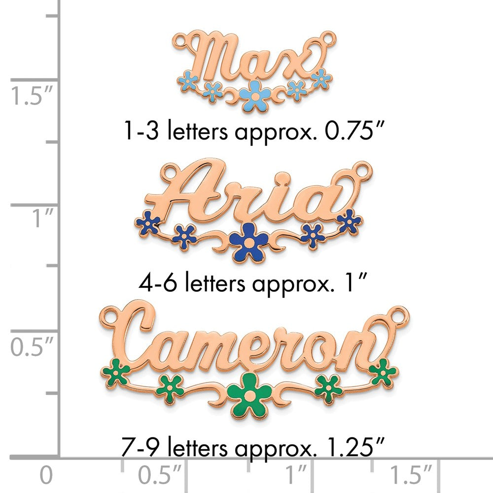 Sterling Silver/Rose-plated Epoxy Flower Name Plate