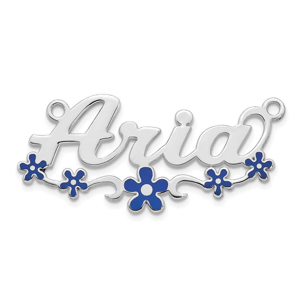 14k White Gold Epoxy Flower Name Plate